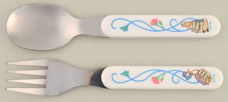 Peter Rabbit (Bone, Blue Trim) Melamine 2 Piece Baby Set