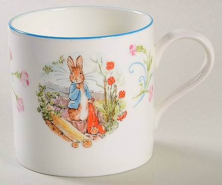 Peter Rabbit (Bone, Blue Trim) Flat Cup
