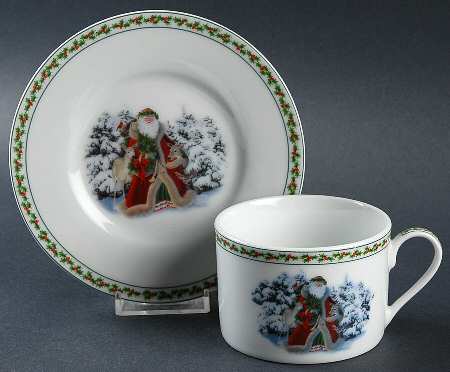 Father Christmas Flat Cup & Saucer Set