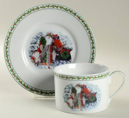 Father Christmas Flat Cup & Saucer Set