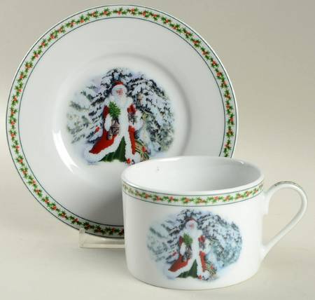Father Christmas Flat Cup & Saucer Set
