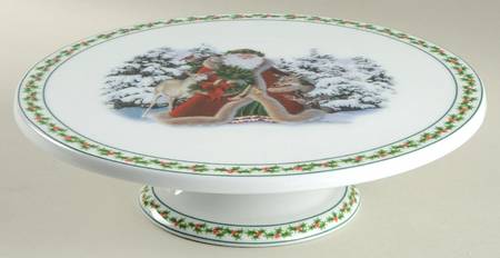 Father Christmas 11" Diameter Pedestal Cake Stand