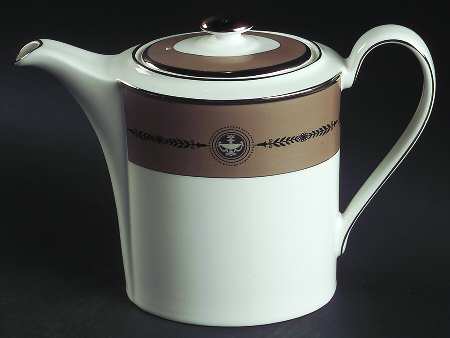 Laurel (Taupe Band, Black Laurel) Coffee Pot & Lid