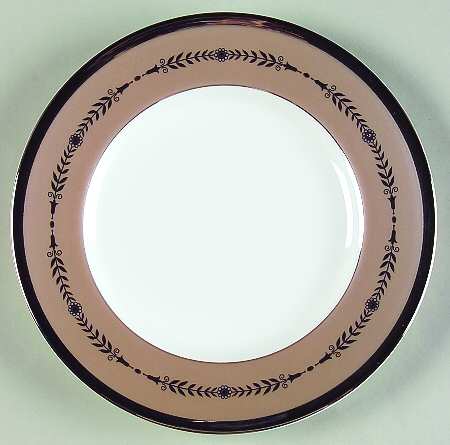 Laurel (Taupe Band, Black Laurel) Bread & Butter Plate
