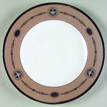 Laurel (Taupe Band, Black Laurel) Salad Plate