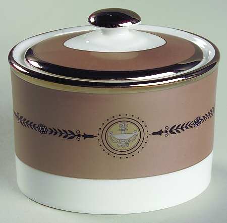 Laurel (Taupe Band, Black Laurel) Sugar Bowl & Lid
