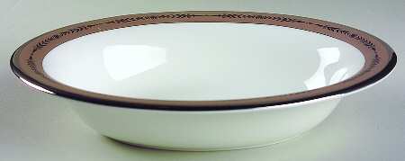 Laurel (Taupe Band, Black Laurel) 9" Oval Vegetable Bowl