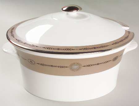 Laurel (Taupe Band, Black Laurel) Tureen &  Lid