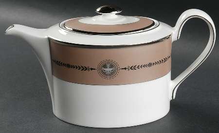 Laurel (Taupe Band, Black Laurel) Teapot & Lid
