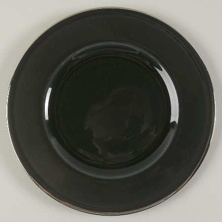 Laurel (Taupe Band, Black Laurel) Accent Luncheon Plate