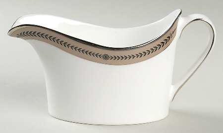 Laurel (Taupe Band, Black Laurel) Gravy Boat