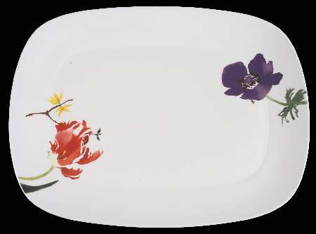 Painted Garden Floral 13" Rectangular Serving Platter