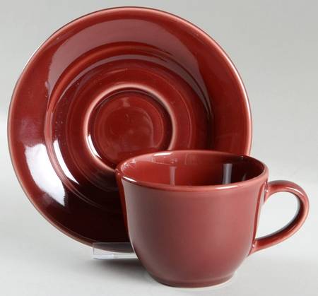 Belvedere Pomegranate (Red) Flat Cup & Saucer Set by Williams-Sonoma