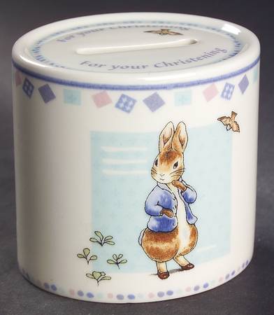 Peter Rabbit Christening Round Money Box