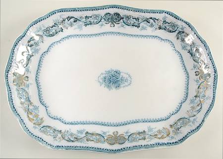 Madras Blue Green 16" Oval Serving Platter