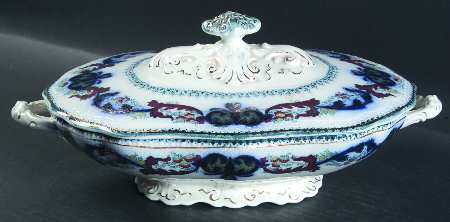 Madras Blue Green Multicolor Oval Covered Vegetable by Wood & Sons