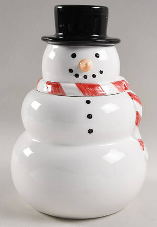 Holiday Snowman Figural Cookie Jar & Lid