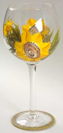 Provencial Garden 16 Oz Glassware Handpainted Wine