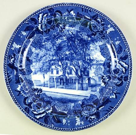 Massachusetts Historic Scenes Roses Border Luncheon Plate