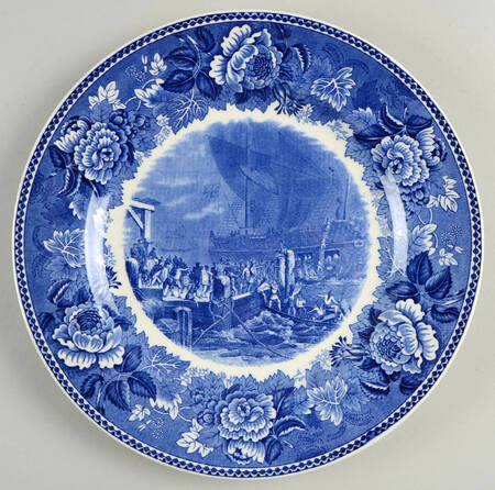 Massachusetts Historic Scenes Roses Border Dinner Plate