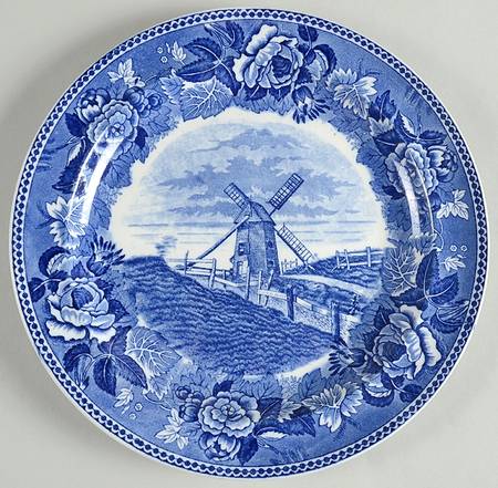 Massachusetts Historic Scenes Roses Border Luncheon Plate