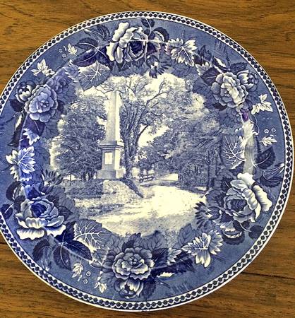 Massachusetts Historic Scenes Roses Border Luncheon Plate