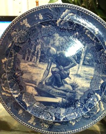 Massachusetts Historic Scenes Roses Border Dinner Plate