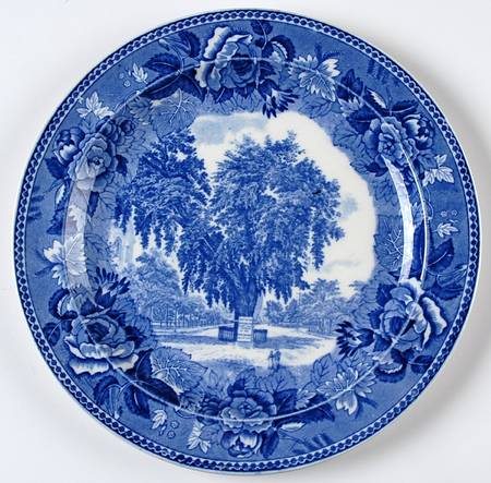 Massachusetts Historic Scenes Roses Border Luncheon Plate
