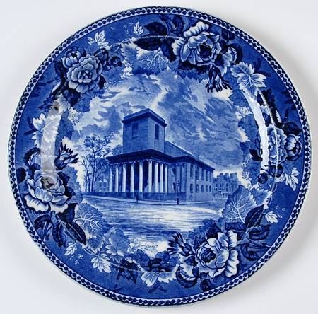 Massachusetts Historic Scenes Roses Border Luncheon Plate