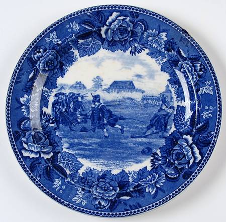Massachusetts Historic Scenes Roses Border Luncheon Plate