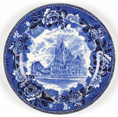 Massachusetts Historic Scenes Roses Border Luncheon Plate