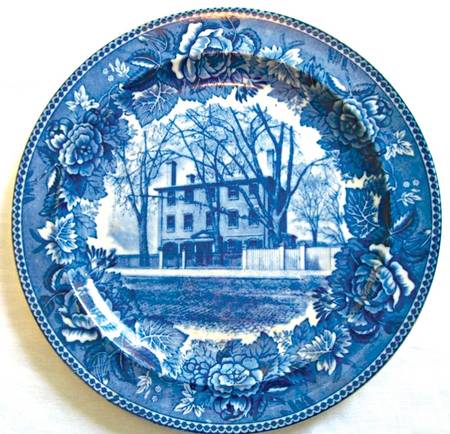 Massachusetts Historic Scenes Roses Border Luncheon Plate