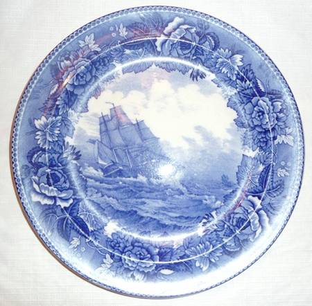 Massachusetts Historic Scenes Roses Border Luncheon Plate