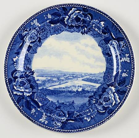 Massachusetts Historic Scenes Roses Border Luncheon Plate