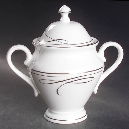 Ballet Ribbon (Platinum) Sugar Bowl & Lid