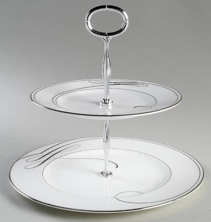 Ballet Ribbon (Platinum) 6 5/8"-10"  2 Tiered Serving Tray (Dp, Sp) HC