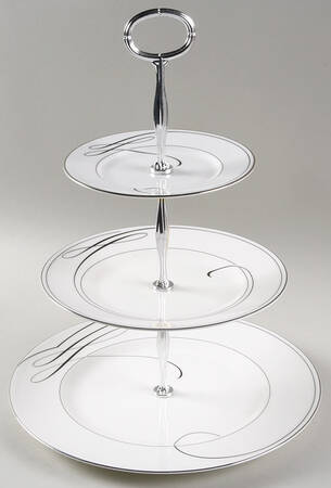 Ballet Ribbon (Platinum) 13 7/8"-14 1/4" 3-Tiered Serving Tray(DP,SP,BB) HC