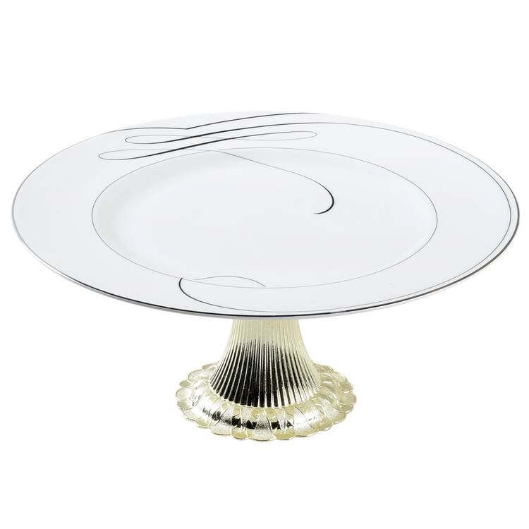 Ballet Ribbon (Platinum) Cake Stand with 4"-5" Metal Pedestal  Hc