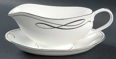 Ballet Ribbon (Platinum) Gravy Boat & Underplate