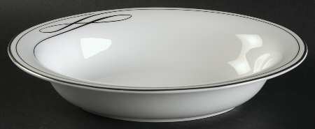 Ballet Ribbon (Platinum) 9" Oval Vegetable Bowl
