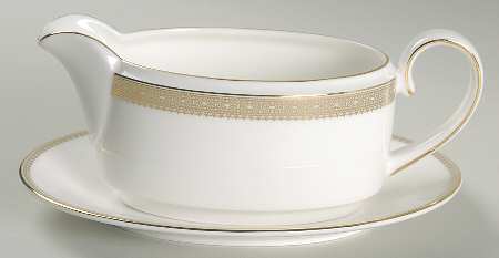 Vera Lace Gold Gravy Boat & Underplate