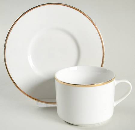 Gold Plume Flat Cup & Saucer Set
