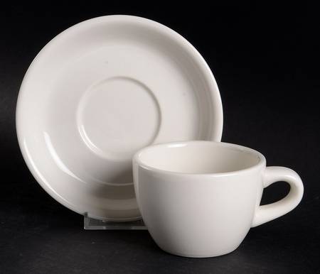 Buffalo China (Buffalo Backstamp) Flat Cup & Saucer Set by Oneida