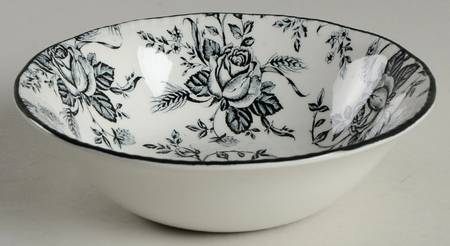Colonial Rose Black and White Coupe Cereal Bowl