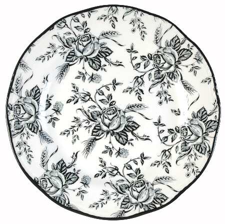 Colonial Rose Black and White Salad Plate