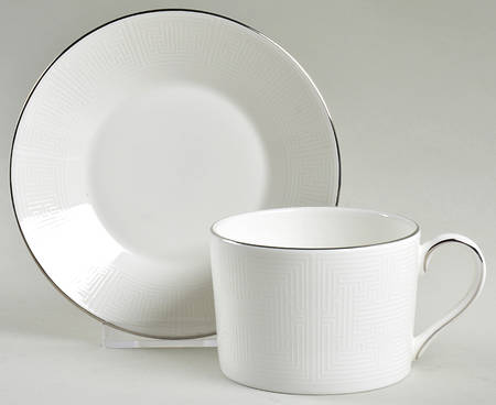Ivory Trellis Flat Cup & Saucer Set