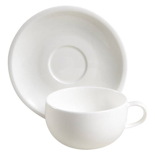 Plato White Flat Cup & Saucer Set