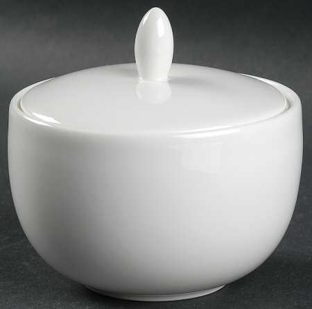 Plato White Sugar Bowl & Lid