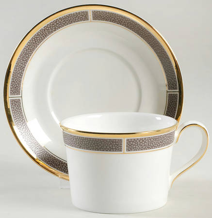 Shagreen Cocoa Flat Cup & Saucer Set