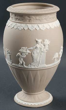 Cream Color on Light Taupe Jasperware Bountiful Vase